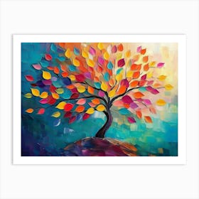 Elegant Colorful Tree With Vibrant Leaves Hanging Branches 21 Art Print