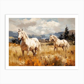 Horses Painting In Queenstown, New Zealand, Landscape 3 Art Print