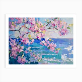 Cherry Blossoms By The Sea Art Print