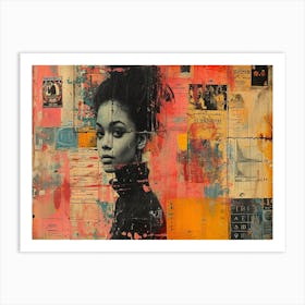 Analog Fusion: A Tapestry of Mixed Media Masterpieces A Woman' Art Print