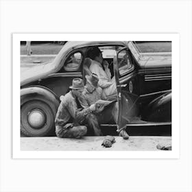 Oil Field Workers Taking Timeout To Read The Paper, Oil Well, Kilgore, Texas By Russell Lee Art Print