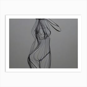 Wire Drawing Of A Woman Art Print