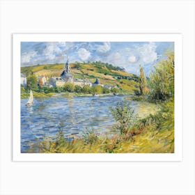 Rural Lakeside Serenity Painting Inspired By Paul Cezanne Art Print