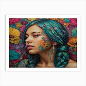 'A Girl With Blue Hair' Art Print