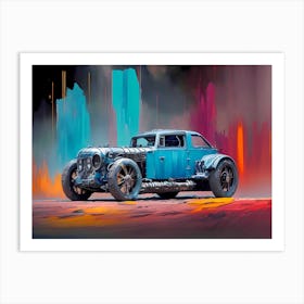 Blue Car In The City 1 Art Print