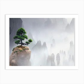 Pine Tree On A Rock Art Print