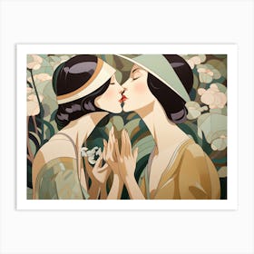 Two Ladies Kissing Art Print