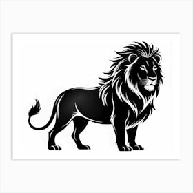 Black And White Lion Silhouette Art Print