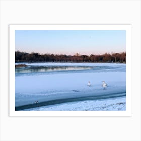 Captivating Serene Image Of A Couple Walking Along The Quiet Nature Filled Park By A Tranquil Sibe Art Print