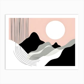 Black And White Mountain Landscape Art Print