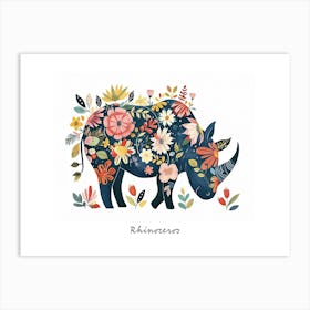 Little Floral Rhinoceros 1 Poster Art Print