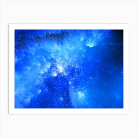 Blue Nebula - space neon poster, synthwave poster Art Print