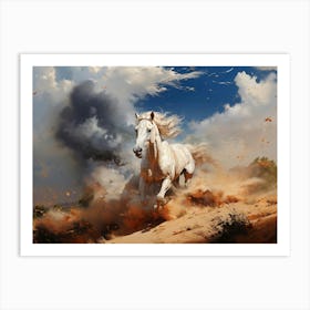 White Horse In The Desert 1 Art Print