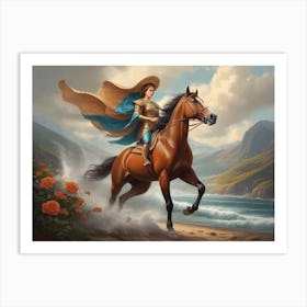 Female Knight On Horseback Art Print
