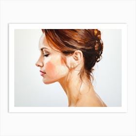 Side Profile Of Beautiful Woman Oil Painting 25 Art Print