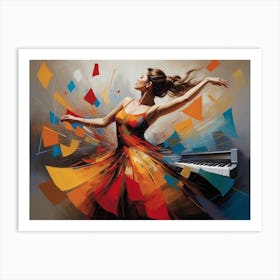 Surreal Dancer At The Piano Art Print