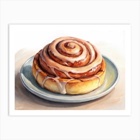 Watercolor Illustration Of A Glazed Cinnamon Roll Art Print