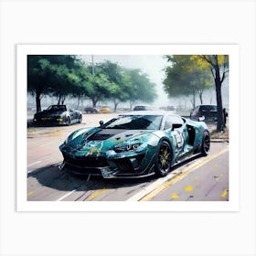 Car Driving Down The Street Art Print