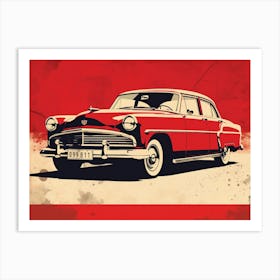 1950s Red Classic Car - Vintage Automobile Design Art Print