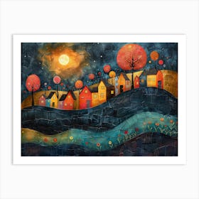 Night In The Village 3 Art Print