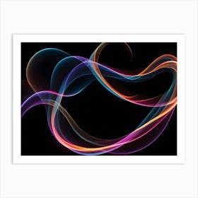 Abstract Image Of Colorful, Glowing Waves On A Black Background, Creating A Dynamic And Energetic Effect 6 Art Print