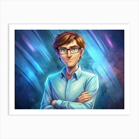 Portrait Of A Smiling Man With Glasses Art Print