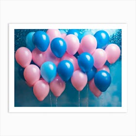 Pink And Blue Balloons gender reveal Art Print