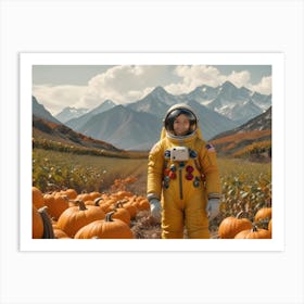 Smiling Astronaut Child In A Pumpkin Patch 5 Art Print