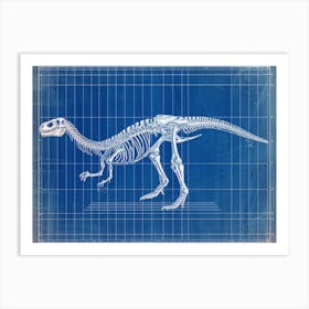 Gallimimus Skeleton Hand Drawn Blueprint 3 Art Print