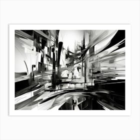 Distorted Reality Abstract Black And White 8 Art Print