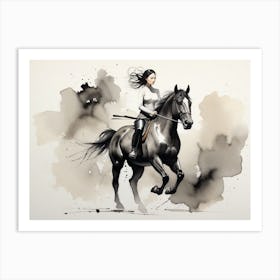 Woman Riding A Horse 1 Art Print