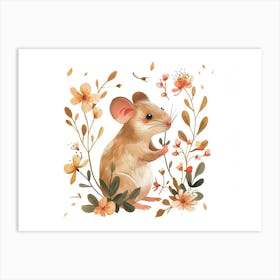 Little Floral Mouse 1 Art Print