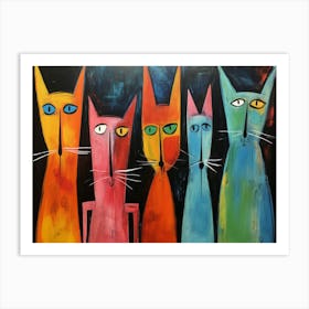 Diktorrr The Four Cats Acrylic Painting In The Style Of Chromat E6e9d370 80b5 44a8 Bcf7 Da8bb182b96f Topaz Enhance Art Print