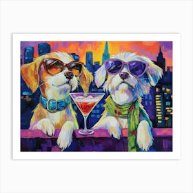 Dogs At The Rooftop Bar 2 Art Print