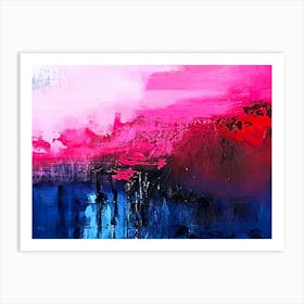 Abstract Painting, Acrylic On Canvas, Pink Color Art Print