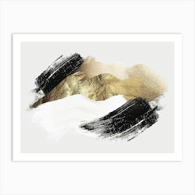 Gold And Black Brush Strokes 44 Art Print