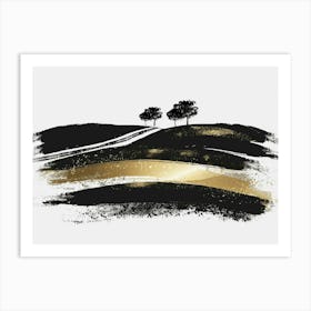 Black And Gold Landscape Art Print