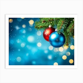 Christmas Tree Ball Background Holiday Merry Celebration Pine Ornament Glow Happy Design (16) Art Print