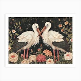 Floral Animal Illustration Stork 3 Art Print