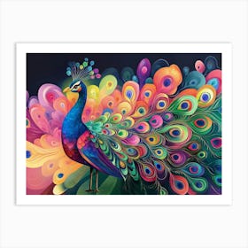 Colorful Peacock 7 Art Print