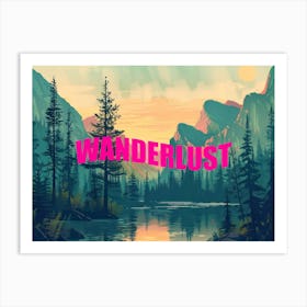  Pink Wanderlust Poster Vintage Retro Woods 2 Art Print