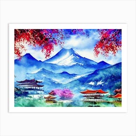 A Watercolor Dream Of Japan  Art Print