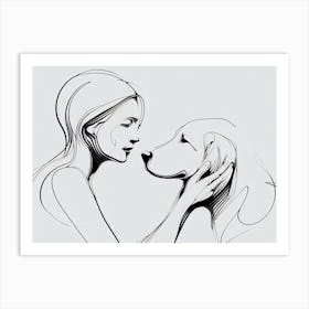 Girl with Dog Art Print