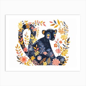 Little Floral Lemur 2 Art Print