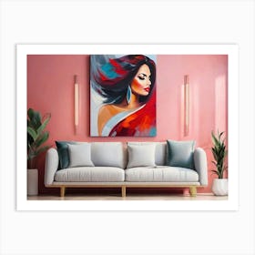 Portrait of a woman on the wall Art Print