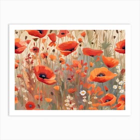 Poppies In A Field Art Print