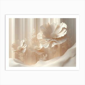 3D Flowers On A Wall Art Print