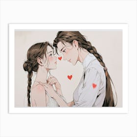 Two Girls Kissing 1 Art Print