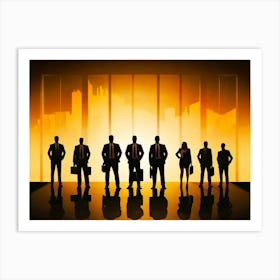 Silhouettes Of Business People Art Print