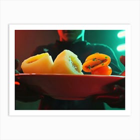 Man Holding A Plate Of Food Art Print